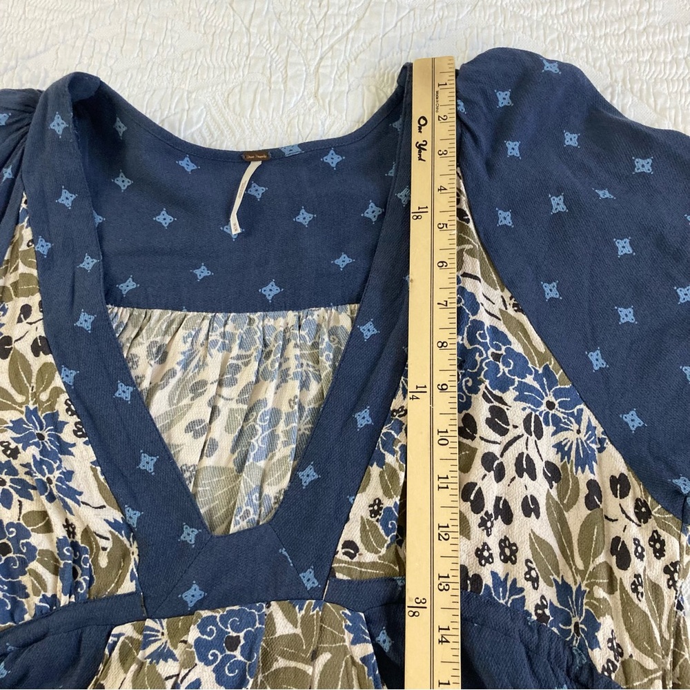 Free People Talulla Printed Mini Dress pockets cottagecore rayon size M - Picture 8 of 14